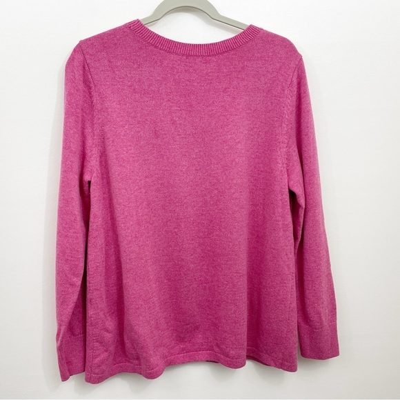 Chico's 2 Large Wool Blend Sweater Pink Peace Love Chic Crew Neck - Picture 4 of 6